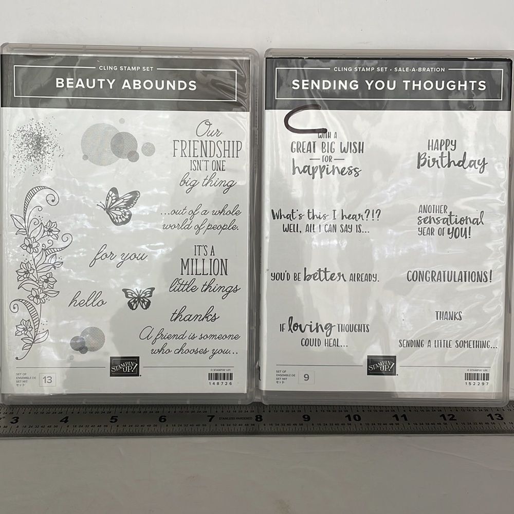 STAMPIN’ UP CLING STAMP SET, 2‎ sets, SENDING YOU THOUGHTS and BEAUTY ABOUNDS